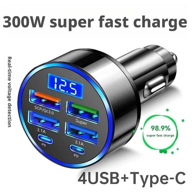 Type C Multiport Adapter - 300W PD Car Charger 6 Ports