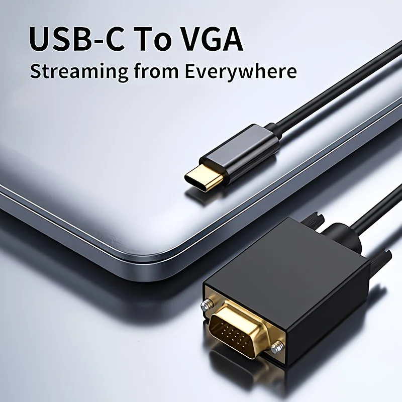 Type C Multiport Adapter - USB C to VGA Cable 1080P