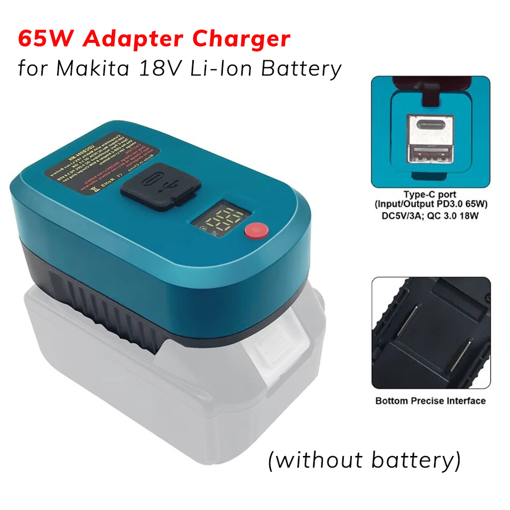 Type C Multiport Adapter - Upgrade 65W Adapter Charger for Makita